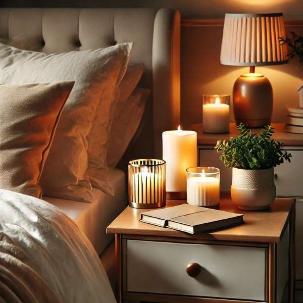 Add a Touch of Cozy with Candles Bedside Table Nightstand Decor Ideas