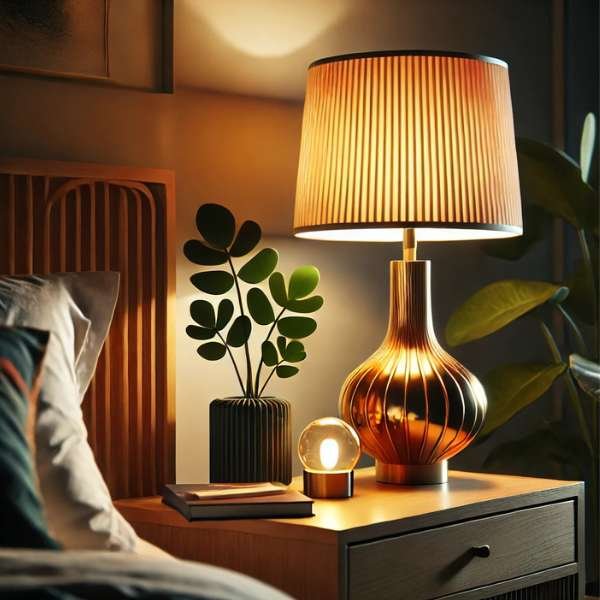 Making the Lamp a Focal Point Decorate a Nightstand with a Lamp