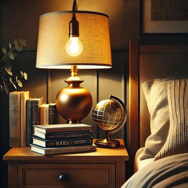 Books and Lamps: A Timeless Duo Decorate a Nightstand with a Lamp