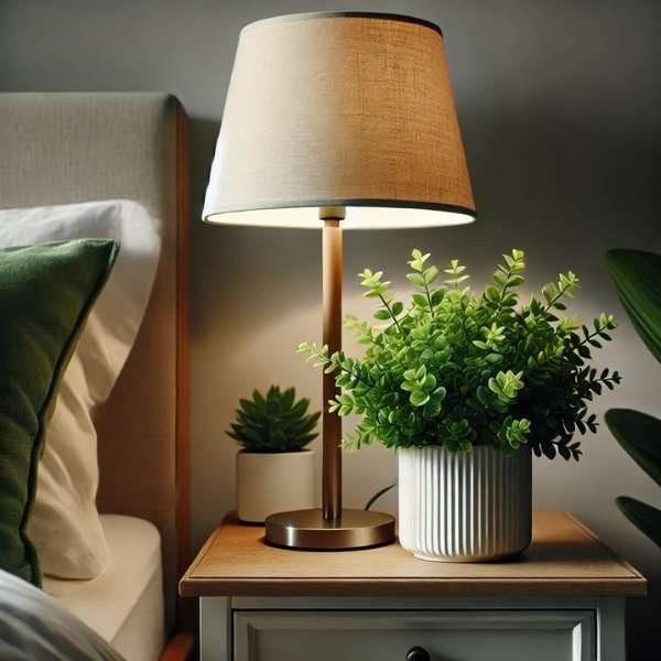 Incorporating Greenery: Bringing Nature Indoors Decorate a Nightstand with a Lamp